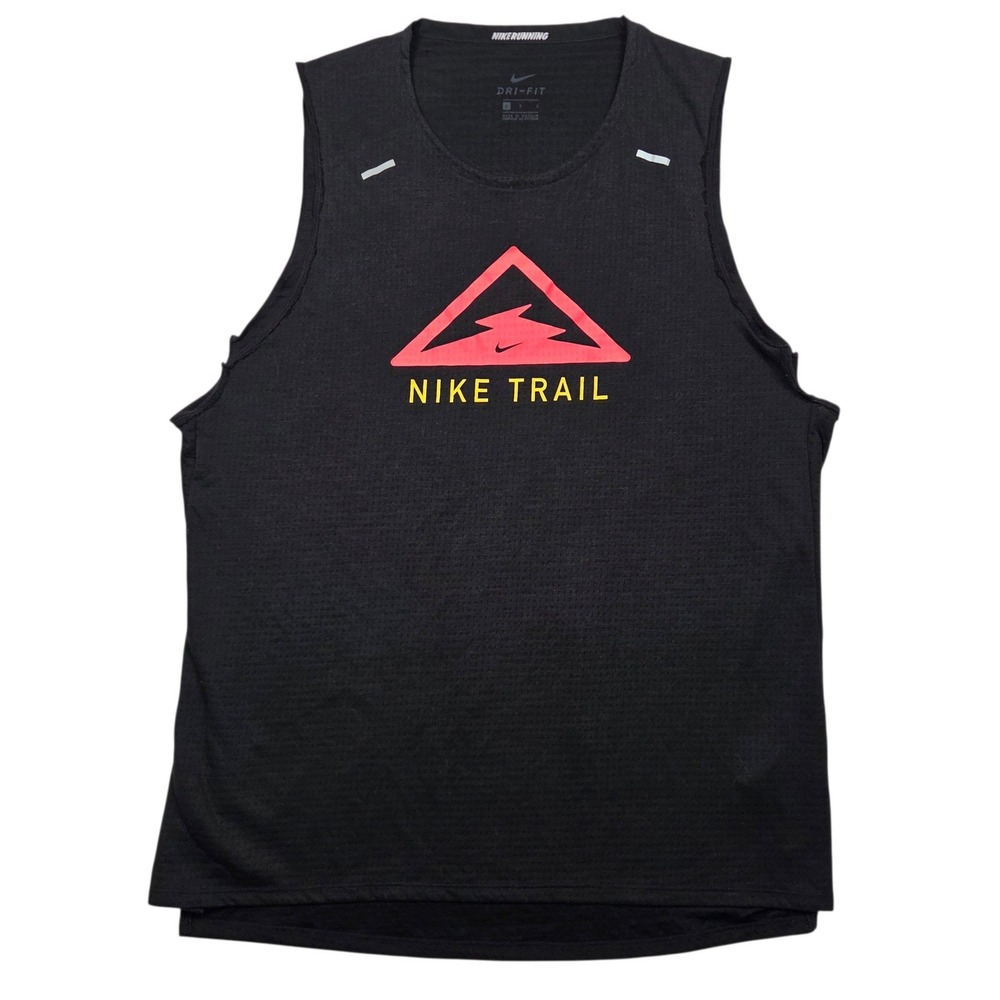 Nike Trail Running Tank Top Mens Large Black Dri-FIT Mesh Sleeveless Shirt